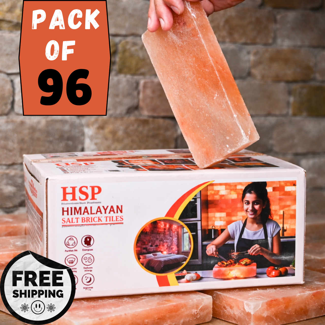 Himalayan Pink Salt Tiles 8”x4”x0.75” | for Spa, Sauna & Kitchen