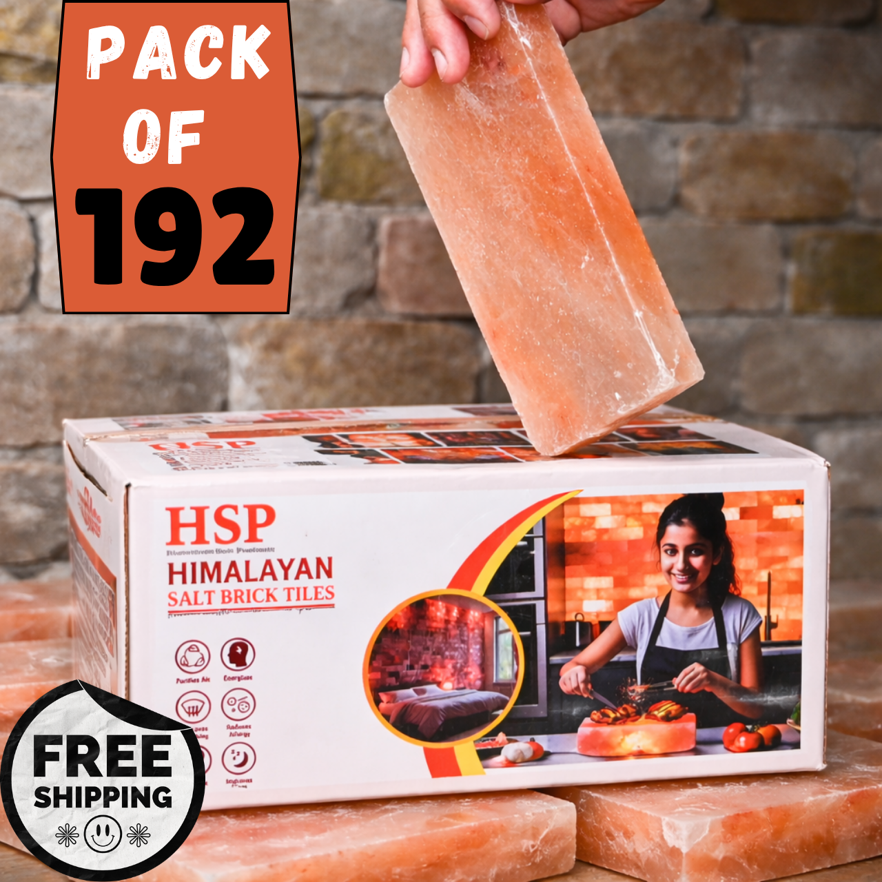 Himalayan Pink Salt Tiles 8”x4”x0.75” | for Spa, Sauna & Kitchen