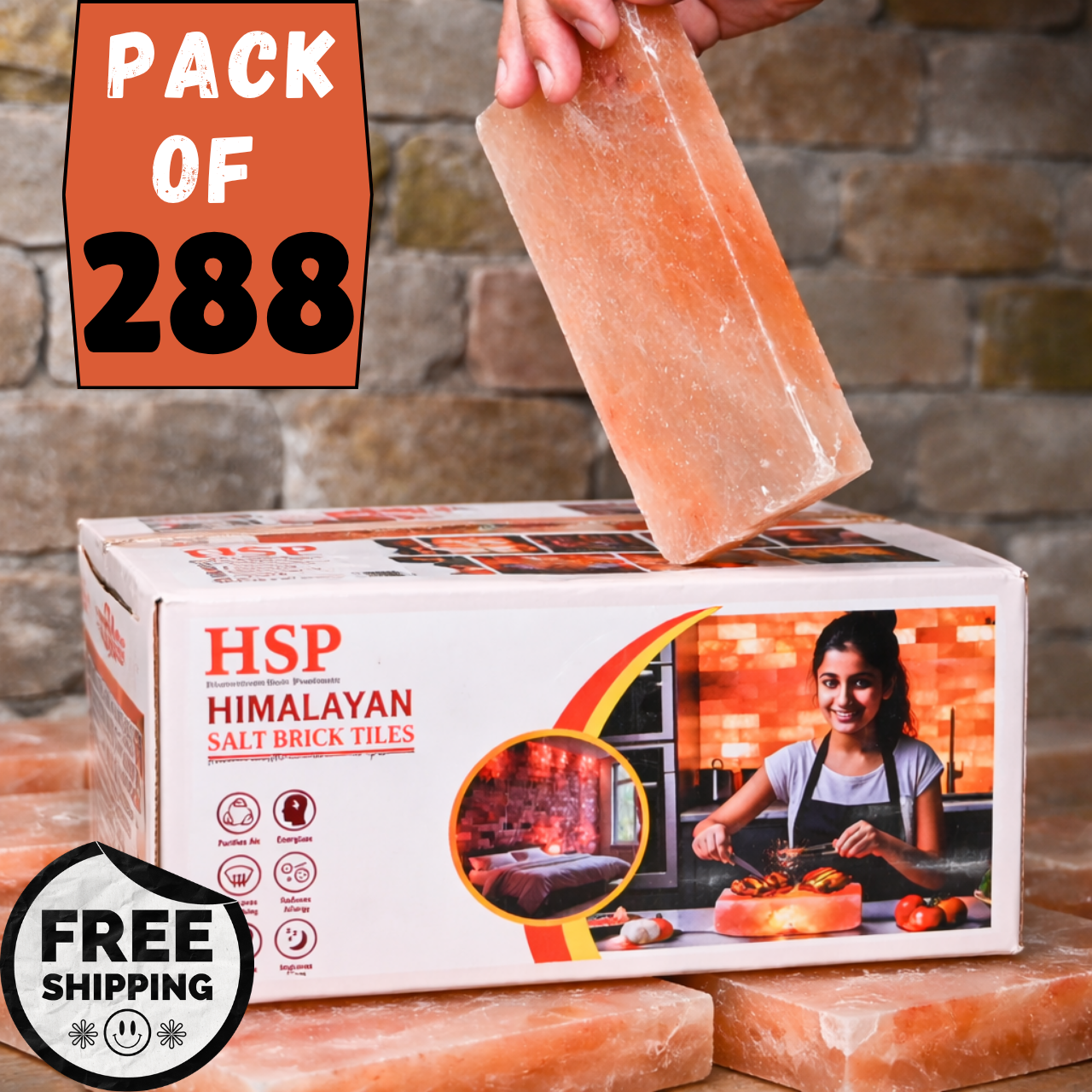 Himalayan Pink Salt Tiles 8”x4”x0.75” | for Spa, Sauna & Kitchen