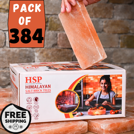 Himalayan Pink Salt Tiles 8×4×0.75 Inch – Pack of 384 Natural Salt Bricks