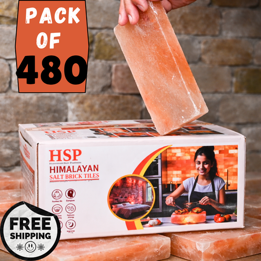 Himalayan Pink Salt Tiles 8×4×0.75 – Pack of 480 Natural Salt Bricks
