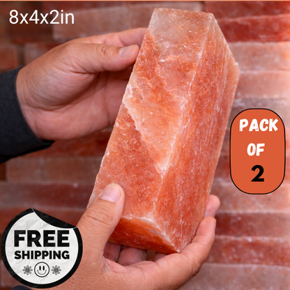 Himalayan Salt Block 8”×4”×2” | Natural Pink Salt for Cooking, Grilling, Sauna & Wellness Rooms
