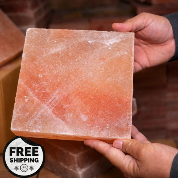 Himalayan Pink Salt Block 8”x8”x1” Cooking Plate | Natural Salt Cooking Block