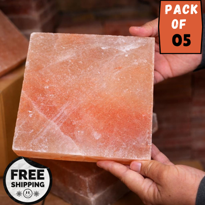 Himalayan Pink Salt Block 8”x8”x1” Cooking Plate | Natural Salt Cooking Block