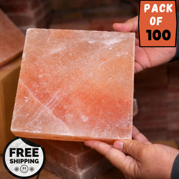 Himalayan Pink Salt Block 8”x8”x1” Cooking Plate | Natural Salt Cooking Block