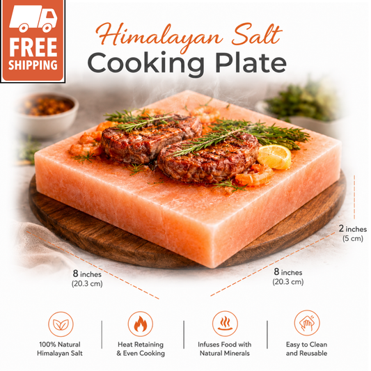 Himalayan Pink Salt Cooking Block | BBQ Grilling Slab (8”×8”×2”)