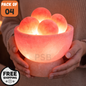 Himalayan Salt Bowl Lamp | Natural Glow with Pink Salt Crystals | Home & Wellness Decor