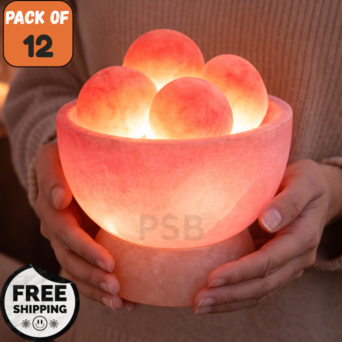 Himalayan Salt Bowl Lamp | Natural Glow with Pink Salt Crystals | Home & Wellness Decor