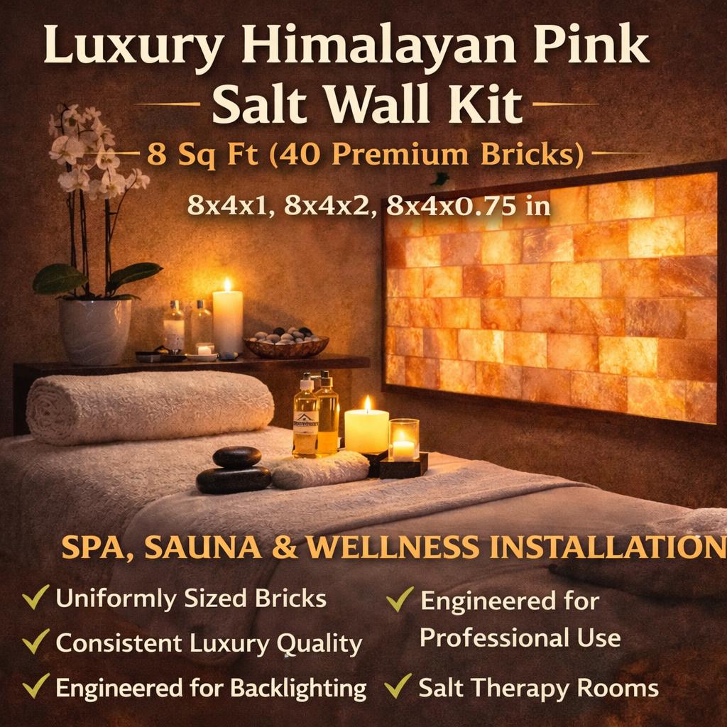 Luxury Himalayan Pink Salt Wall Kit – 8 Sq Ft (40 Bricks)