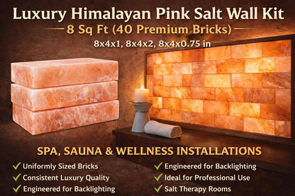 Luxury Himalayan Pink Salt Wall Kit – 8 Sq Ft (40 Bricks)