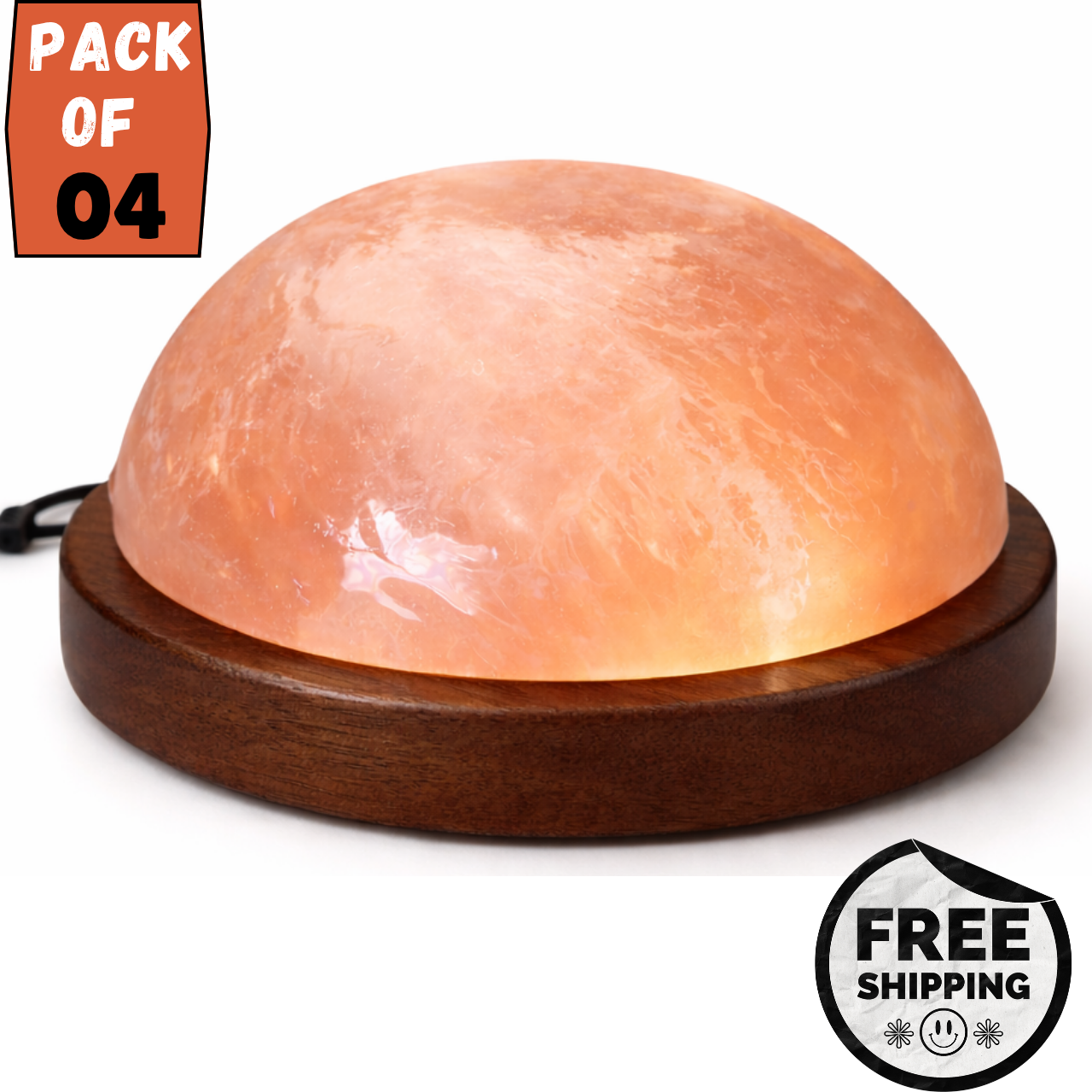 Himalayan Salt Detox Half Dome Lamp – Double Bulb | Natural Pink Salt