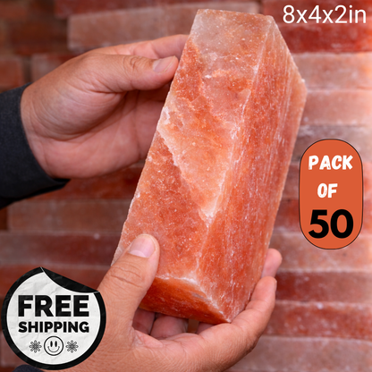 Himalayan Salt Block 8”×4”×2” | Natural Pink Salt for Cooking, Grilling, Sauna & Wellness Rooms