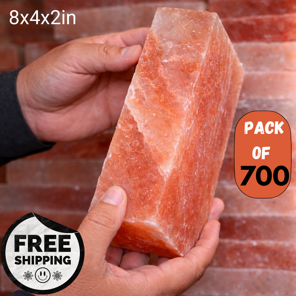 Himalayan Salt Block 8”×4”×2” | Natural Pink Salt for Cooking, Grilling, Sauna & Wellness Rooms