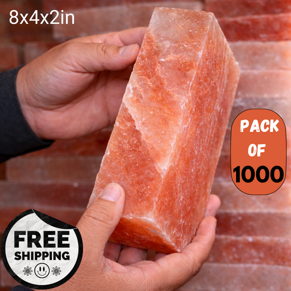 Himalayan Salt Block 8”×4”×2” | Natural Pink Salt for Cooking, Grilling, Sauna & Wellness Rooms